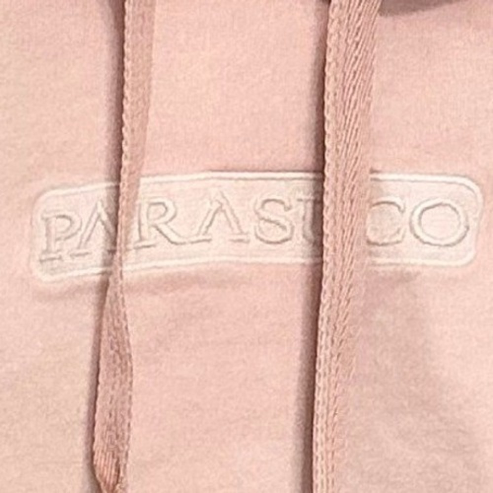 PARASUCO Pink Cable Knit Detail Cropped Hoodie Sweatshirt Women's Size S Cozy - Picture 3 of 7